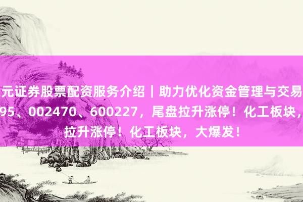 天元证券股票配资服务介绍｜助力优化资金管理与交易布局 688295、002470、600227，尾盘拉升涨停！化工板块，大爆发！